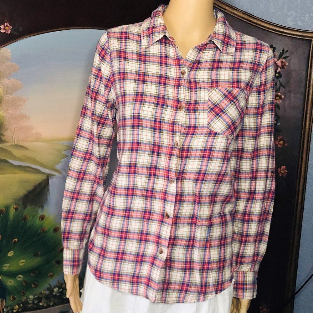 Plaid Button Up Long Sleeve Shirt M